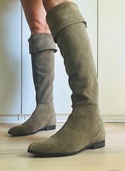 Taupe Suede Over the Knee Boots Size 8 Flats Fall Classic Styles