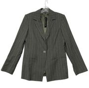 Linda Allard Ellen Tracy Jacket Womens 8 Blazer Gray Pinstripe Wool Button Up