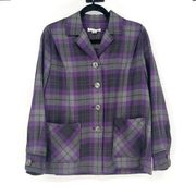 Pendleton Plaid Wool 49’er Button Front Jacket Shirt Retro Shacket Sz Medium