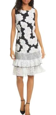 DYVNA Silk Chacha Ruffle Floral Belted Dress Size 4 NWT