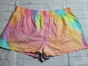 PINK Victoria's Secret - Rainbow Tie Dye Flannel Sleep Boxy Short - Size L - NWT