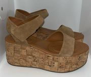 Franco Sarto Demi 2 SARTO Women's Platform Wedge Sandals Suede Cork Women’s 8.5