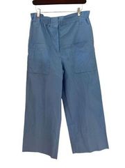 ODEEH HI WAIST WIDE LEG COTTON BLUE PANTS 34