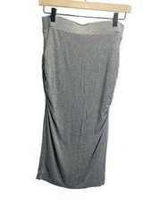 Banana Republic Stretch Grey Midi Skirt Size S Knit Elastic Waist Ruched Side