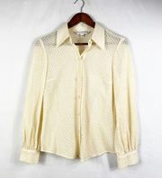 TRINA TURK Cream Long Sleeve Button Down Shirt in Small