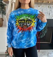 Urban Outfitters SUBLIME SUN BLUE TIE DYE CREWNECK SWEATSHIRT - SMALL