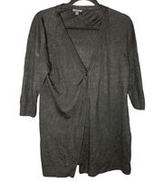 Lafayette 148 Black 100% Linen Buttoned Cardigan Elbow Sleeve Size Large Petite