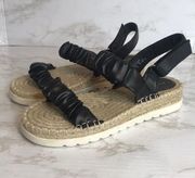 American eagle black open toe wedge espadrilles strappy sandals size 9