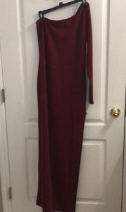 Dark Red One-Shoulder Dress