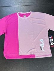 FILA TWO TONE PINK PERFORMANCE TOP SHIRT WOMENS SIZE S NEW P1-74