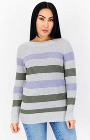 Market & Spruce Boatneck Sweater Stripe Long Sleeve Size X Small Multicolor