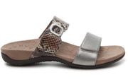 VIONIC CAMILA VELCRO SNAKESKIN GRAY METALLIC SANDAL SHOES 8