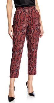 L’AGENCE Ludivine Cropped Trouser in Red Snakeskin Print Size 2 NWT