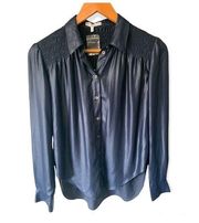 Navy Blue Current Air Button Up Blouse Small NWT