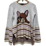 DG2 Diane Gilman French Bulldog Fuzzy Pullover Sweater Size XS See Description