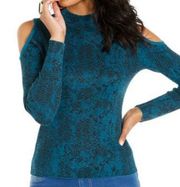 THALIA JACQUARD COLD SHOULDER SWEATER MEDIUM