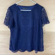 Preston & York Blue Lace Blouse