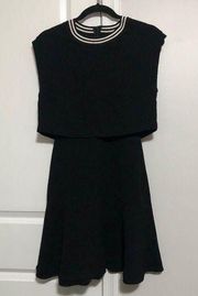 Sandro Paris Black Mesh Panel Knee Length Dress