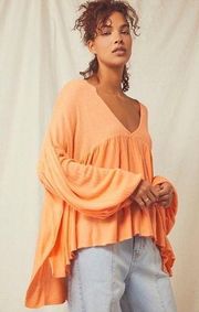 Free People Mykonos Oversized V Neck Dolman Sweater Small Terra Cotta Peach