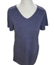 32 Degrees Cool Heather Blue & Gray Short Sleeve V-Neck Above the Knee Dress M