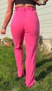 80s 90s Wrangler Silverlake Hot Pink high rise bareback pleated taper leg jeans