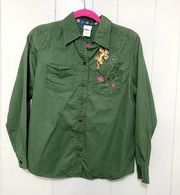 Disney Vintage Green Tigger Embroidered Cotton Relaxed Button-down Shirt S