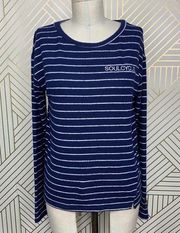 SoulCycle Striped Long Sleeve T-Shirt Blue & White Skull Logo Size US XS