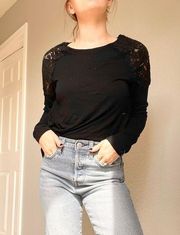 Generation Love Black Lace Sleeve Top