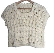 Hand Knit Y2K Cable Knit Crocheted Sleeveless Sweater Top Womens Size M READ