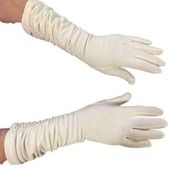 Gloves Vintage 1950s Long, White, Cloth, Ruched, Elegant, Exclnt Used Condition