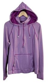 Tangerine Hooded Shirt XL Purple Striped Fitted  1/4 Zip Lightweight Long Sleeve