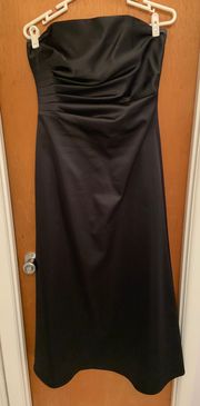 Satin Ruched Strapless Gown