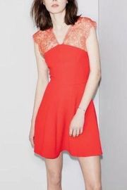 The Kooples Red Crepe & Lace Dress