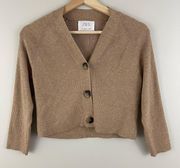 ZARA Caramel Brown Tan Ribbed Button Up V-neck Pullover Cardigan Sweater