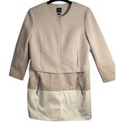 A|X ARMANI EXCHANGE Dress Womens Medium White Beige Snaps Zipper Jacket Quilt