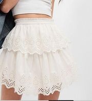 NWT GAP Organic Cotton Ruffle Eyelet Mini Skirt (Med)