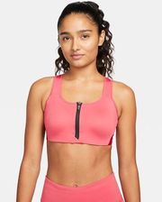 Nike Dri Fit Shape high support padded front zip coral sports bra size S small