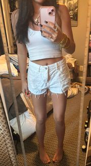 White jean shorts