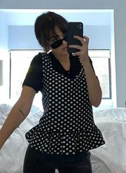 Polka Dot Square Neck Peplum Top