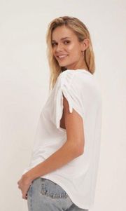 NWT  Ivory Cinched Short Sleeve Scoop Neck Tee