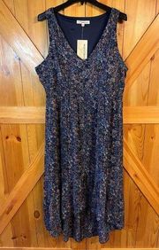 Rewind button down high low dress navy floral size XXL nwt (3070)￼