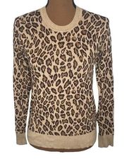 Ellen Tracy tan cheetah print sweater lightweight size S