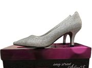 Easy Street Heels Easy Street Women's Chiffon Pump Silver Glitter Size 7 M NEW