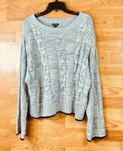 Ana Size Large Cable Knit Long Sleeve Oversized Gray/White Blend Thread …