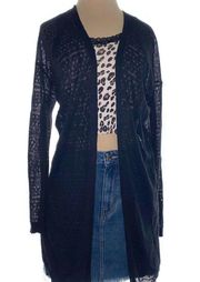 Long Open Weave Cardigan Sweater