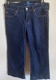 7 For All Mankind Crop Dark Wash Denim Dojo Capri Length Jeans Size 27