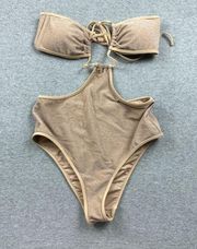 Aerie One Piece Swimsuit Womens Size M Shimmer Sparkle Cut Outs Sexy Cheeky
