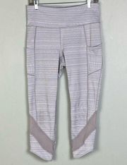 ATHLETA “Chat To Town” high rise jacquard & mesh athleisure capris. Medium. EUC