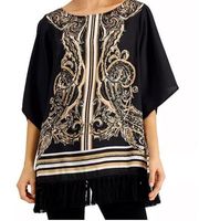 JM Collection
Printed Fringed Hem Kimono Blouse