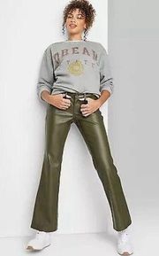 Women's Low-Rise Faux Leather Flare Pants - Wild Fable Olive Green 14